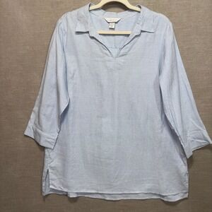 Christopher Banks Stripe Tunic Top XL Cotton Coastal Classic Cottage Casual Chic